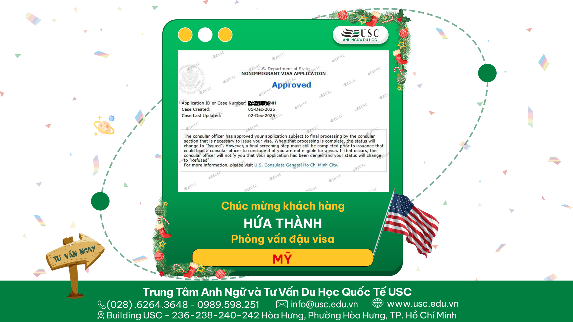 CHÚC MỪNG KHÁCH HÀNG CỦA USC ĐÃ ĐƯỢC LÃNH SỰ QUÁN MỸ CẤP VISA