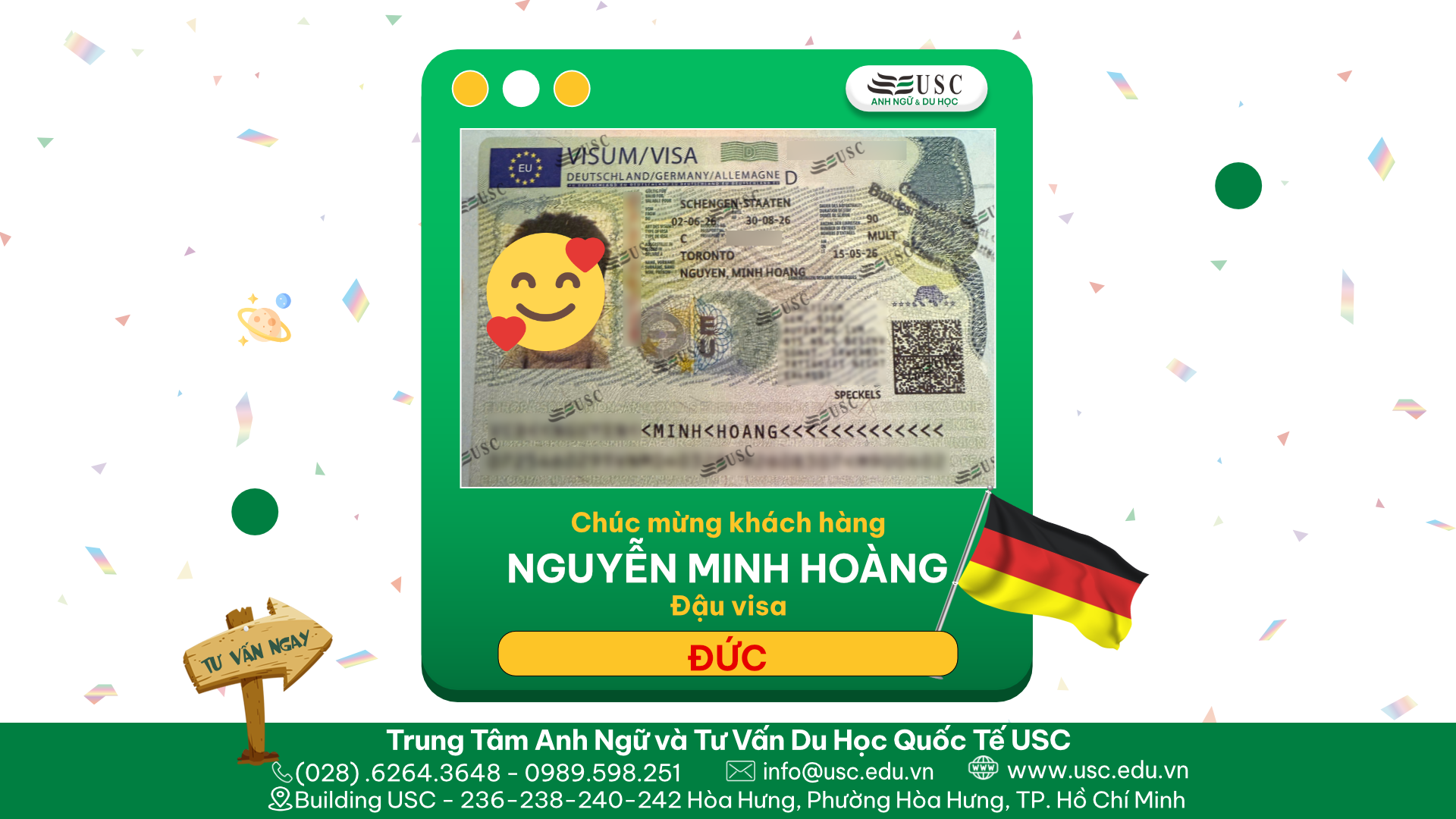 CHÚC MỪNG KHÁCH HÀNG CỦA USC ĐÃ ĐƯỢC LÃNH SỰ QUÁN ĐỨC CẤP VISA