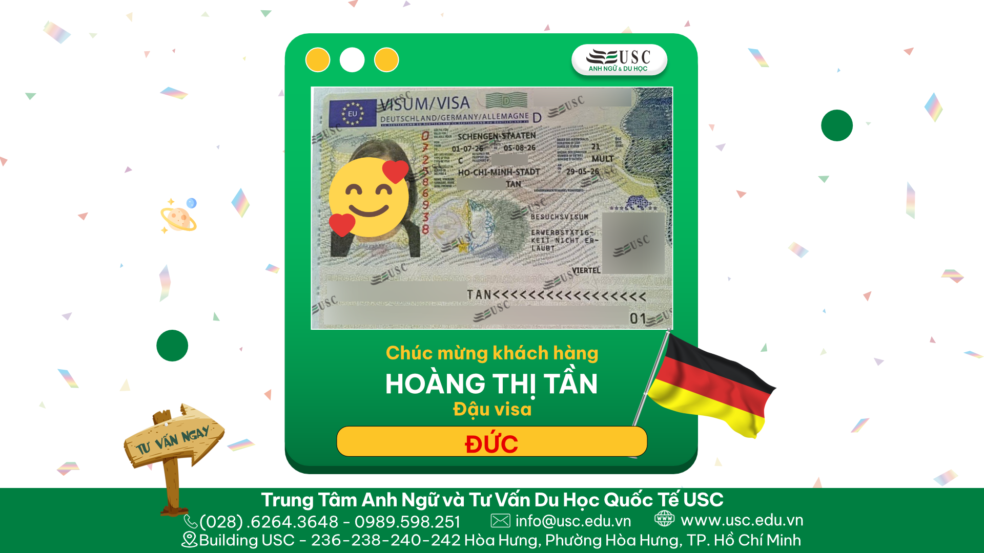 CHÚC MỪNG KHÁCH HÀNG CỦA USC ĐÃ ĐƯỢC LÃNH SỰ QUÁN ĐỨC CẤP VISA