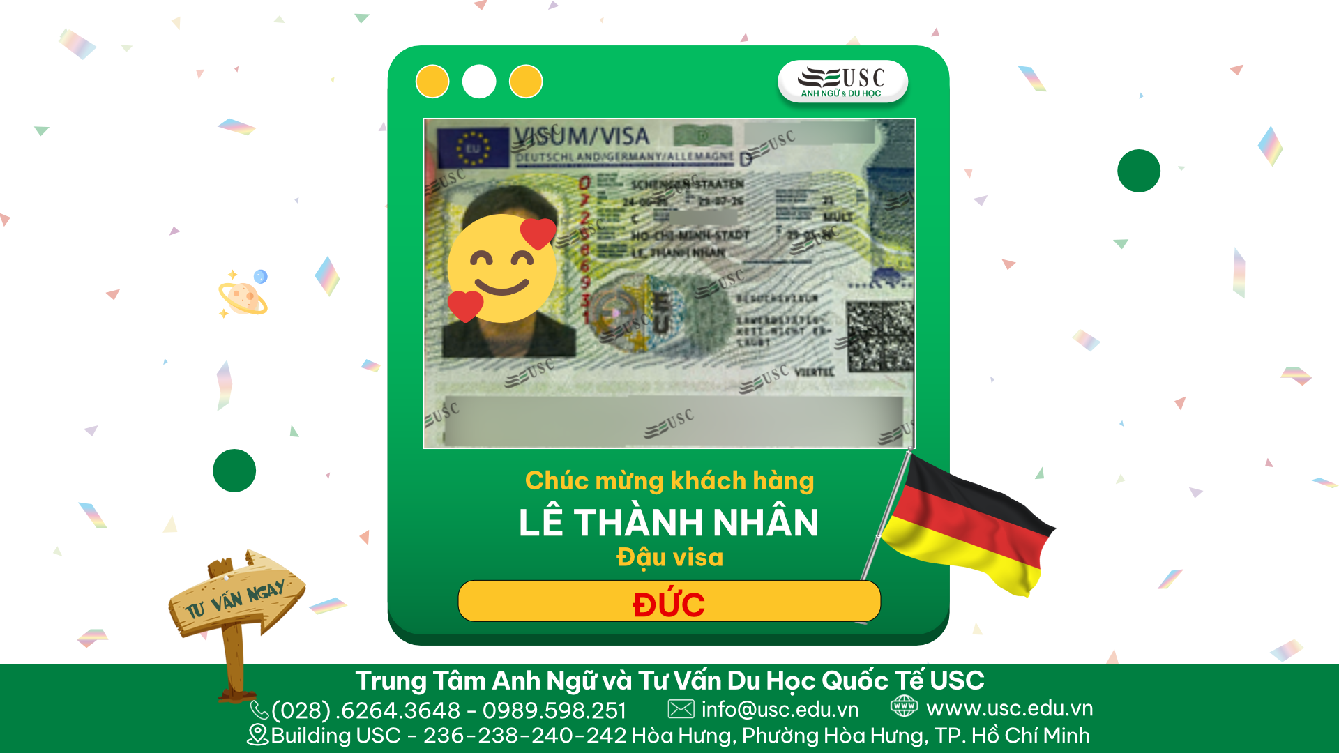 CHÚC MỪNG KHÁCH HÀNG CỦA USC ĐÃ ĐƯỢC LÃNH SỰ QUÁN ĐỨC CẤP VISA